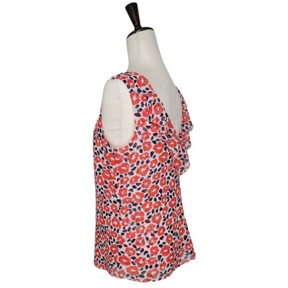 Cabi Flipside Red Floral Ruffle Detail Sleeveless Blouse Size S - Picture 4 of 9